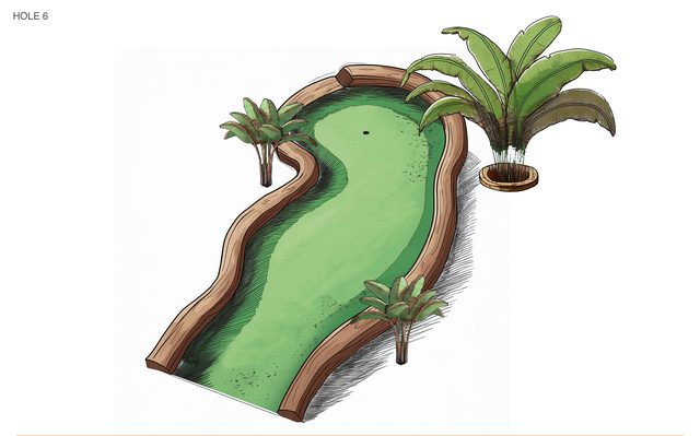 Rainforest theme hole 6, planted with palms