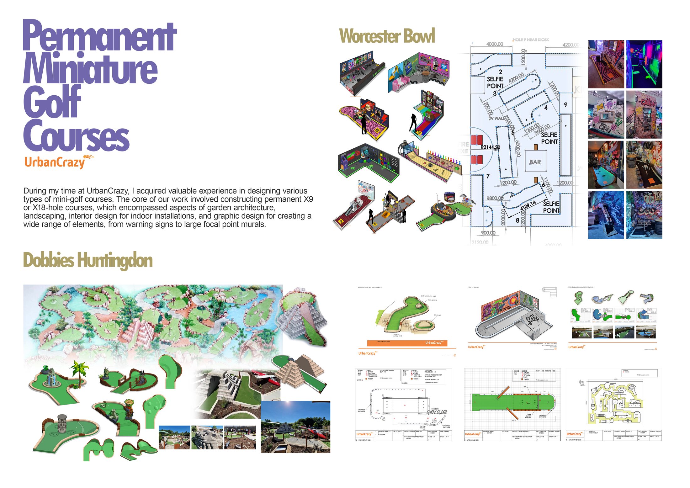 Worcester Bowl and Dobbies Huntingdon course design boards